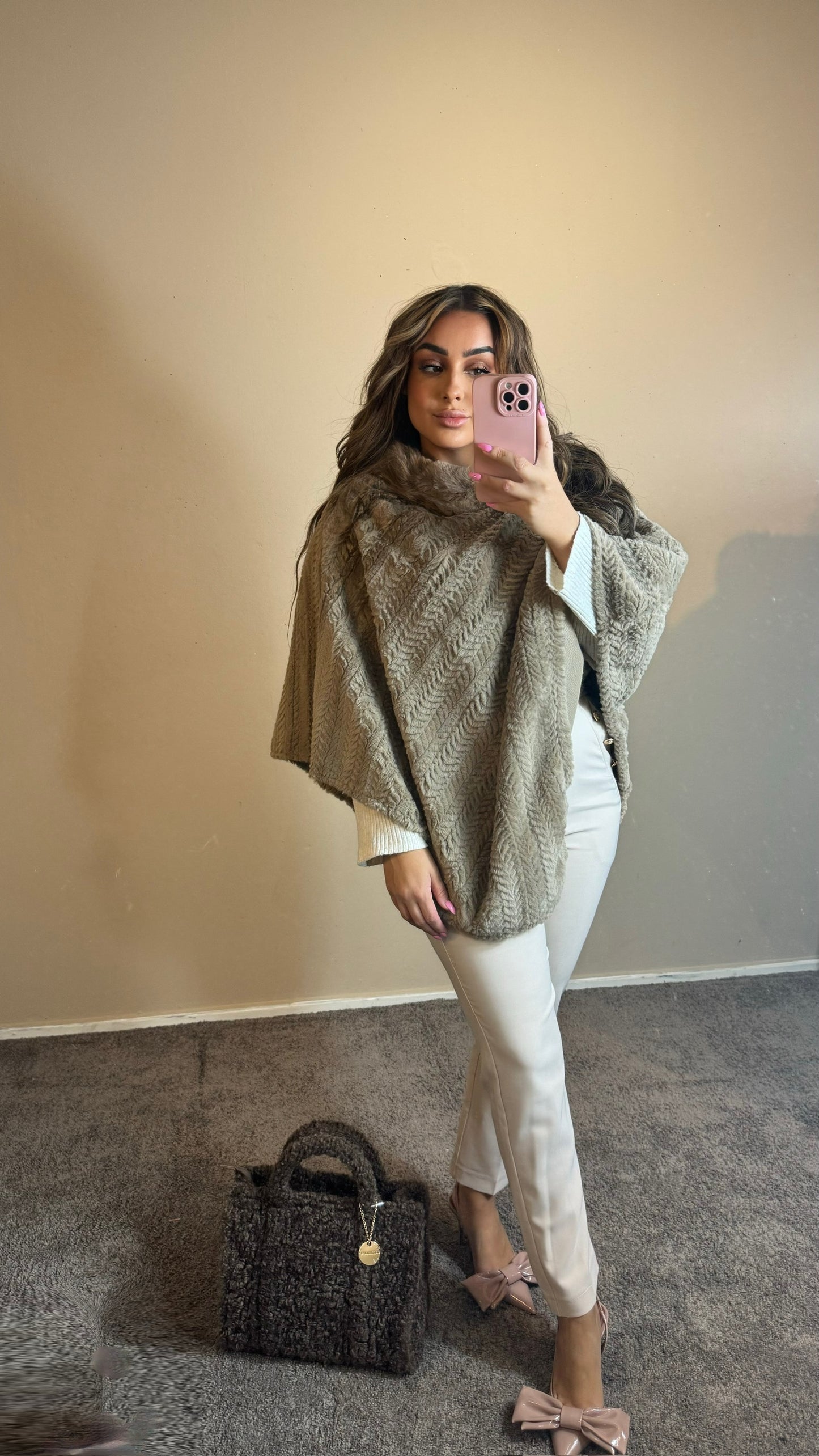 Lana poncho taupe