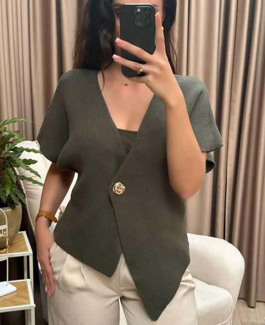 Myla kaki gold button