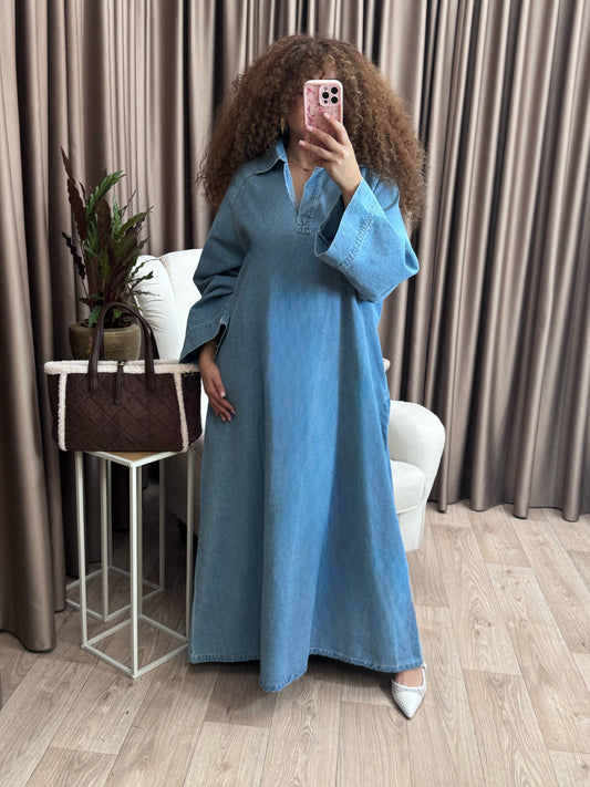 Denim maxi dress light blue