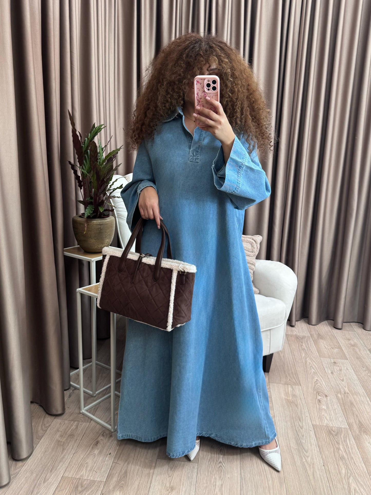Denim maxi dress light blue