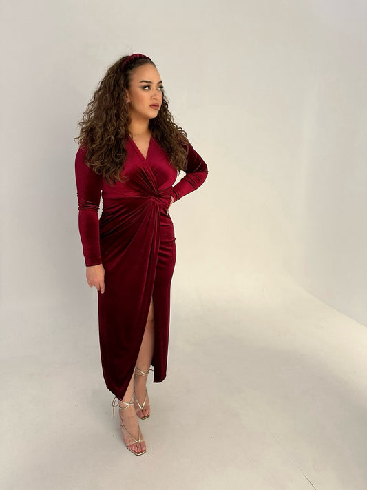 red velvet dress