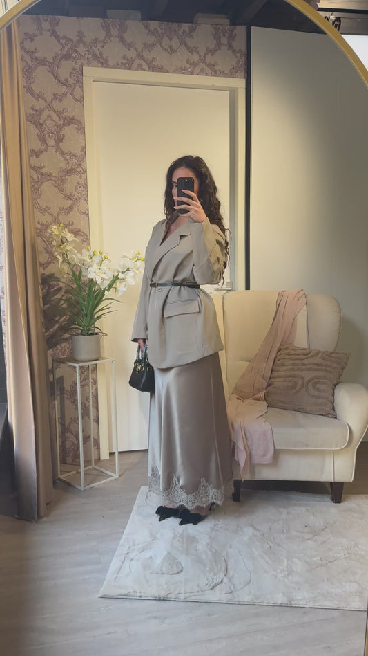 Satin skirt taupe