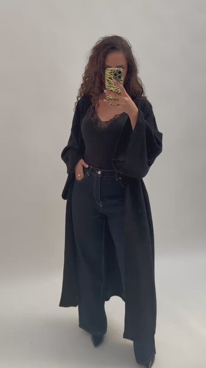 Merve mantel jas zwart